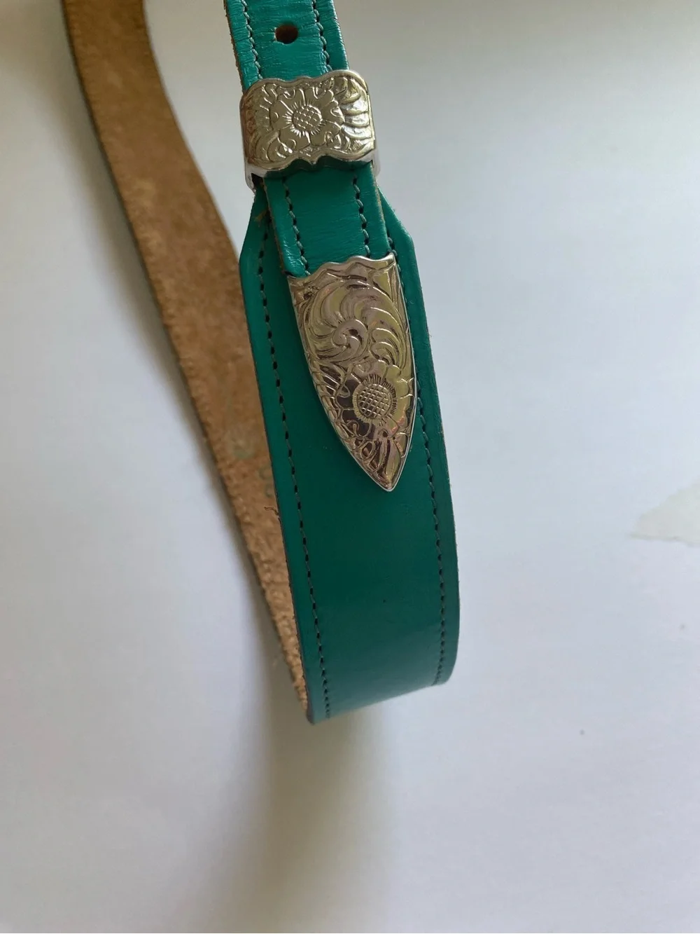 Chambers Teal Leather Western belt Size S/M South west